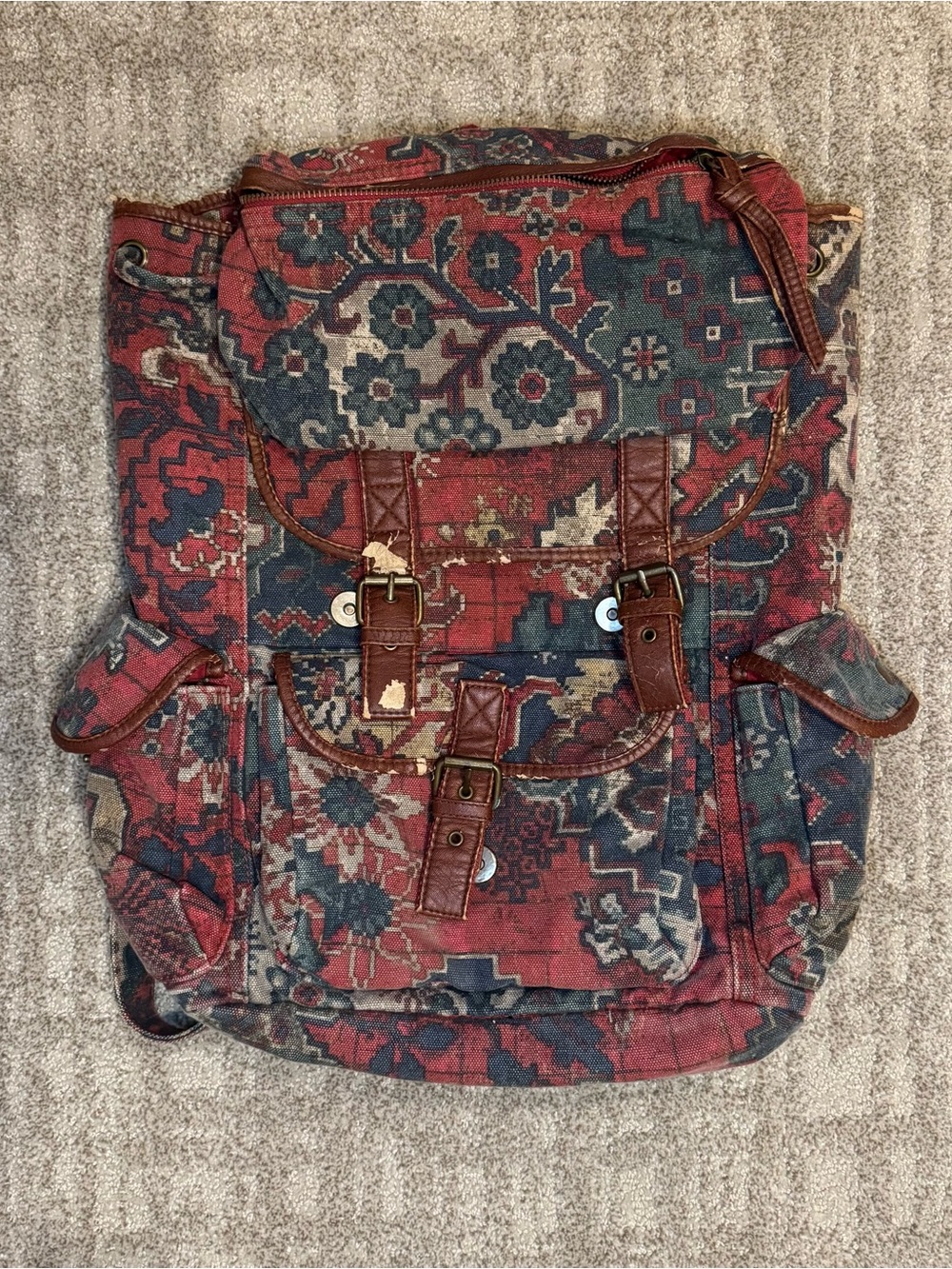 ECOTE Cloth Tapestry-Style Boho Backpack in Red